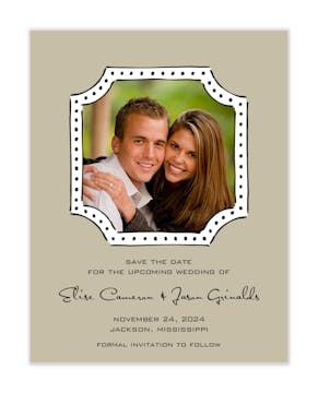 Antique Frame Black & Taupe Flat Photo Save The Date Card