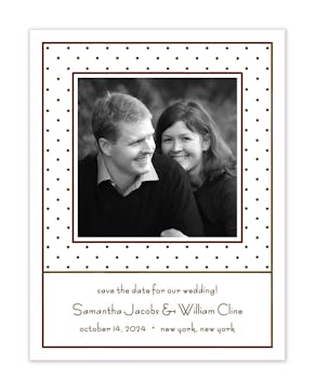 Tiny Dots White & Chocolate Flat Photo Save The Date Card