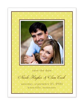 Tiny Dots Citrine & White Flat Photo Save The Date Card