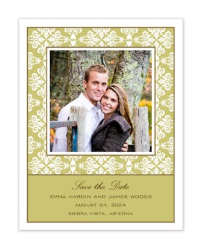 Lace Olive Flat Photo Save The Date Card