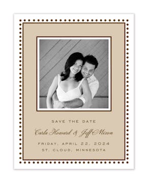 Antique Bead Border Latte & Chocolate Flat Photo Save The Date Card