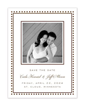 Antique Bead Border Chocolate Flat Photo Save The Date Card