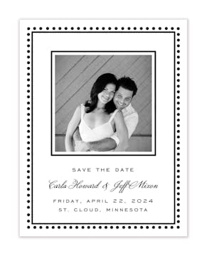 Antique Bead Border Black Flat Photo Save The Date Card