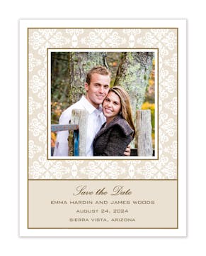 Lace Latte Flat Photo Save The Date Card