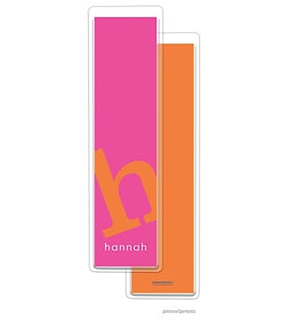 Alphabet Tall Bookmark - Tangerine on Hot Pink