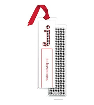 Houndstooth Tall Bookmark with Red Ribbon