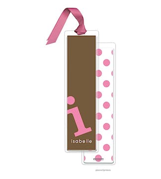 Alphabet Tall Bookmark - Bubblegum on Chocolate with Bubblegum Ribbon