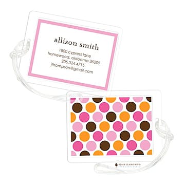 Party Dots - Pink Luggage Tag