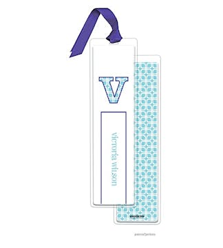 Squares Pool Tall Bookmark with Light Purple Ribbon