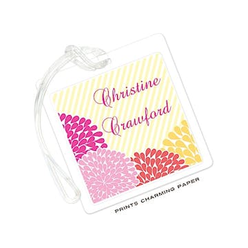 Elegant Floral Luggage Tag With Pinstripes 