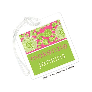 Pink & Lime Funky Floral Luggage Tag 