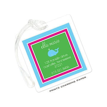 Pink Whale Pattern Luggage Tag 