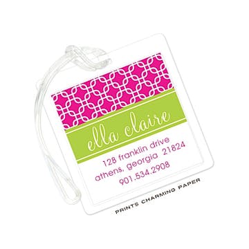 Hot Pink & Lime Stylish Chain Flat Luggage Tag 