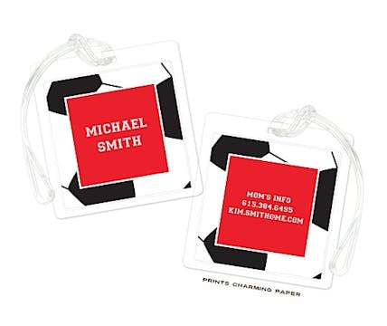 Red Soccer Flat Luggage Tag 