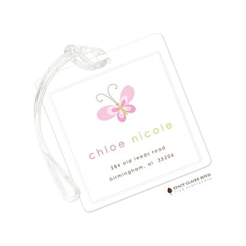 Pink Butterfly Luggage Tag