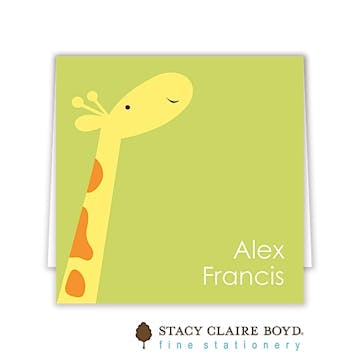Party Giraffe Blue Folded Calling Card 