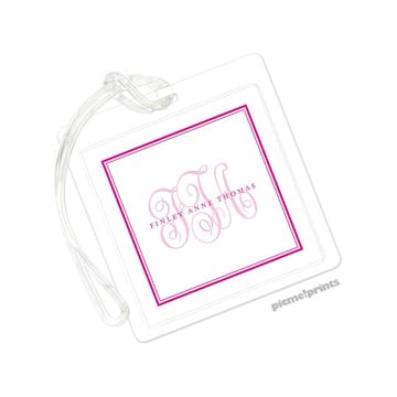 Tailored Monogram Hot Pink Luggage Tag