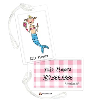 Single Character Luggage Tag -  Pink & White Gingham