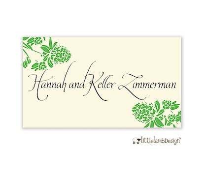 Green floral enclosure card on IVORY