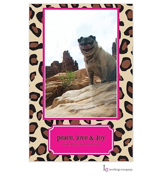 Leopard Lipstick Holiday Flat Photo Card