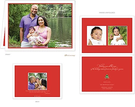 Choose Your Own Colors Holiday Card with 2 Folded Photos on the inside