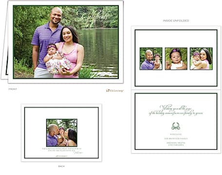Choose Your Own Colors Holiday Card with 3 Folded Photos on the inside