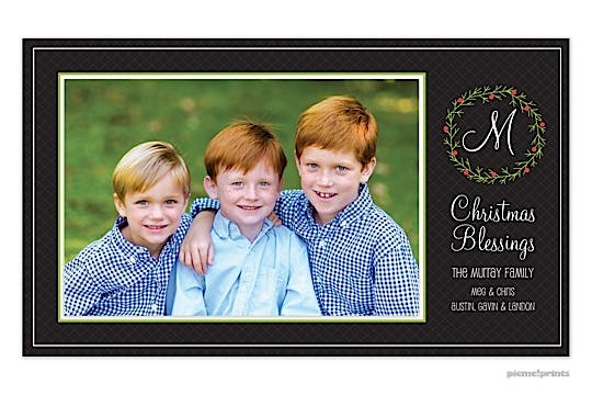 Wreath On Lattice Holiday Print & Apply Flat Photo Card