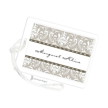Damask Taupe ID Tag