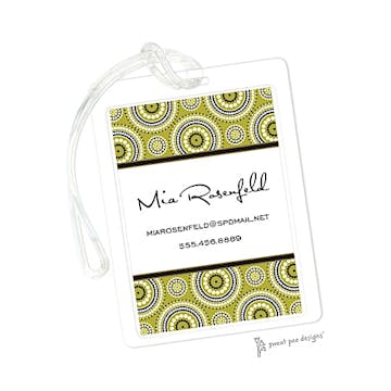 Dotted Circles Olive & Black ID Tag