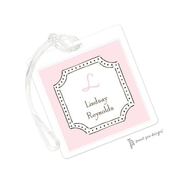 Antique Frame Pink & Chocolate ID Tag