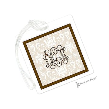 Damask Latte With Chocolate Edge ID Tag