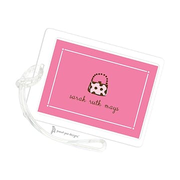 Tailored Border White On Pink ID Tag