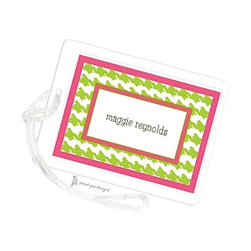 Houndstooth Pink & Lime ID Tag