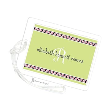 Pink Dotted Ribbon On Lime ID Tag