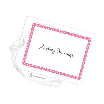 Dotted Edge Bright Pink ID Tag