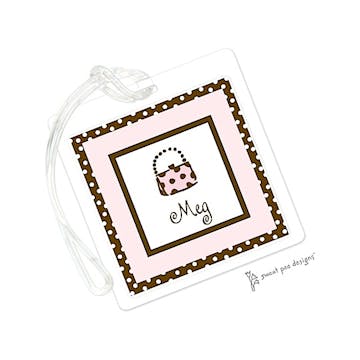 Chocolate Dotted Edge Pink ID Tag