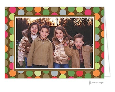 Retro Dots Chocolate Christmas Folded Photo Card