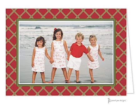 Square Diamonds Red Print & Apply Folded Photo Card