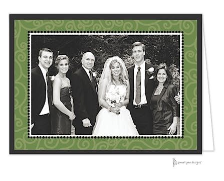 Swirls Green On Green Print & Apply Folded Photo Card