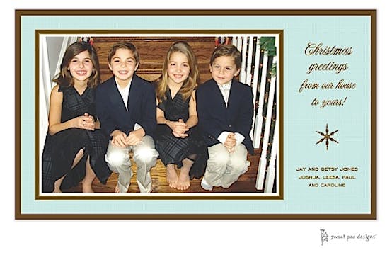 Linen Aqua & Chocolate Holiday Print & Apply Flat Photo Card