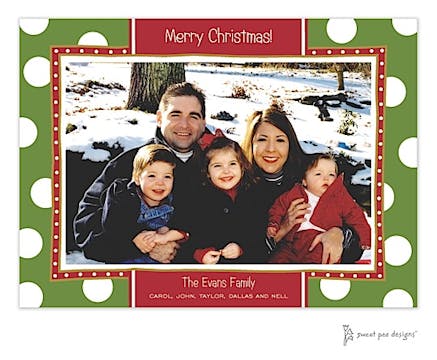 Big Dots Green & Red Christmas Print & Apply Flat Photo Card