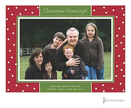 Holiday Dots Red & Green Christmas Print & Apply Flat Photo Card