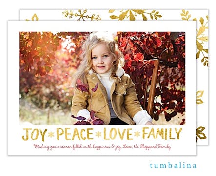 Joy Peace Love Family Holiday Flat Photo Card