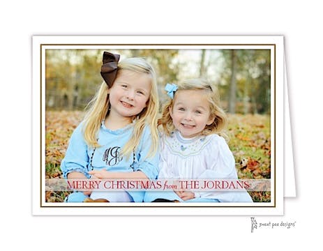 Simple Border Gold With Band Folded Photo Holiday Card