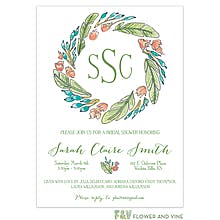 playful wreath bridal shower party invitations