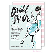 Bridal shower invitation: Bubbly Blue Dress Invitation