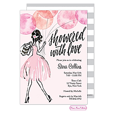 Bridal shower invitation: Whimsical Watercolor Balloons (Pink) Invitation