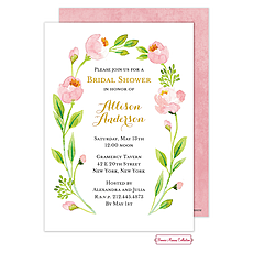 Bridal shower invitation: Pink Botanical Wreath Invitation