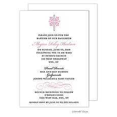 : Ornate Cross Scroll Accent Pink Invitation