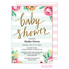 : Baby Shower Stripes Foil Invitation